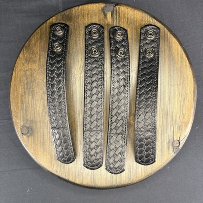 #ad Black Basket Weave Leather Duty Belt Keepers 7.5”With Hidden Double Snaps $27.00