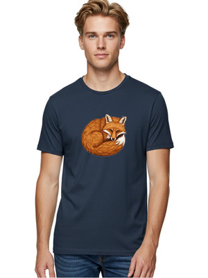 Curled-Fox Mens Graphic Tee, 100% Cotton, Casual Summer Wear