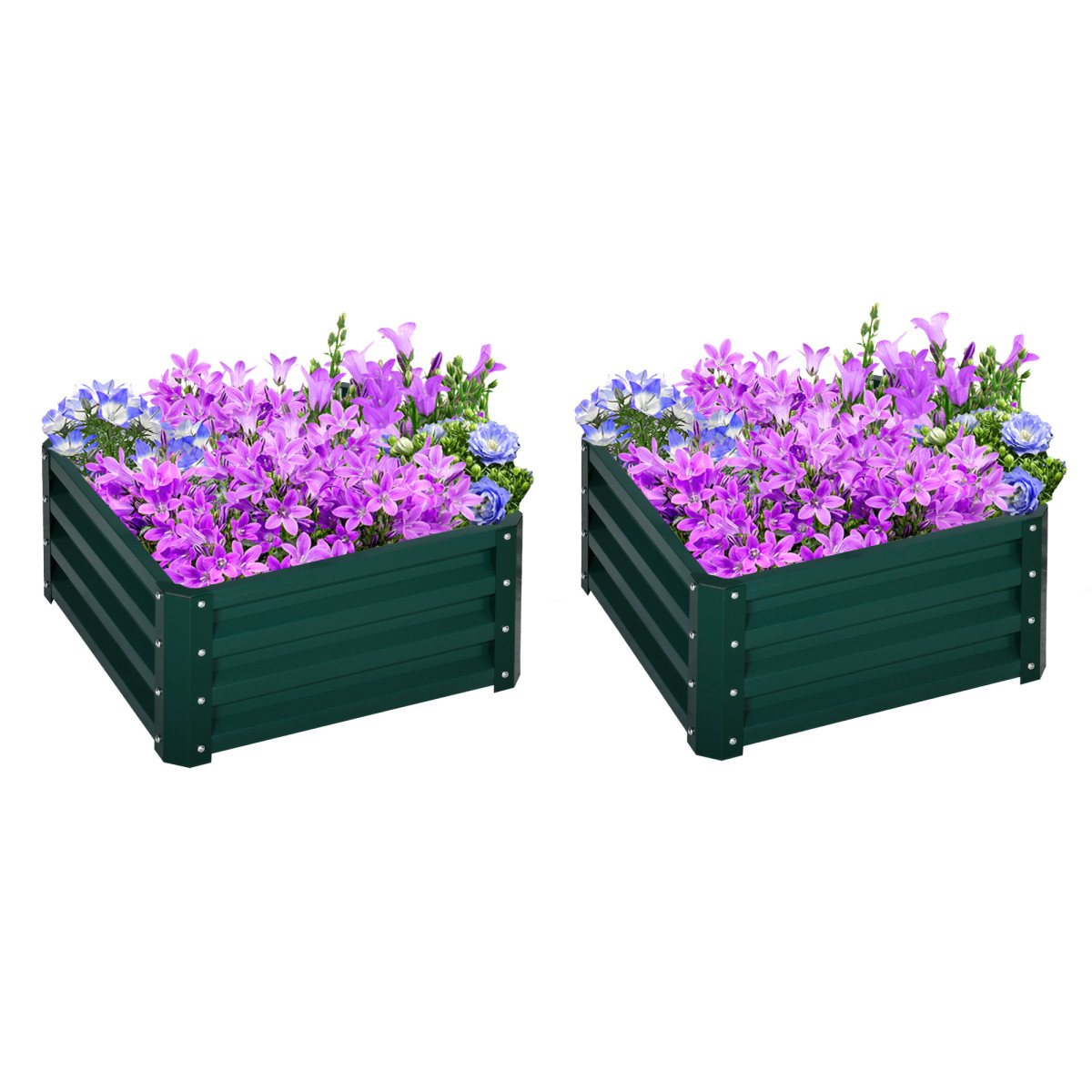 Outsunny Green Set Of 2 Raised Garden Bed Galvanised Planter Box, - Image 2