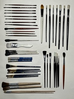 Lot 45 Artist's Paint Brushes Pelikan Prandell Humbrol Reeves TVB Stroke Ox Hair