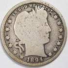1894 Good (G) Barber Silver Quarter New Orleans Mint