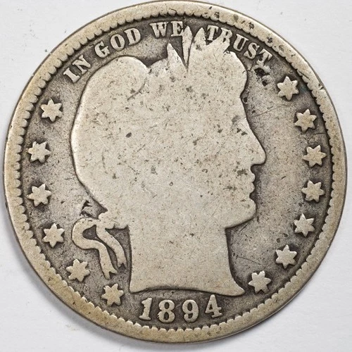 1894 Good (G) Barber Silver Quarter New Orleans Mint