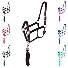   Majestic Ally Adjustable Crown Horse Halter with 10  Matching Lead Rope