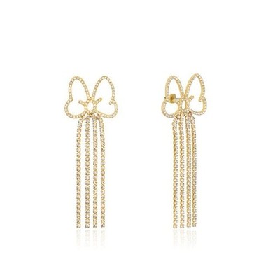 Disney Couture Kingdom - D100 - Minnie Mouse Crystal Bow Drop Earrings Yellow Go