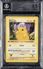 1999 POKEMON BASE 1ST EDITION THICK 3-D STAMP YELLOW CHEEKS #58 PIKACHU BGS 8.5