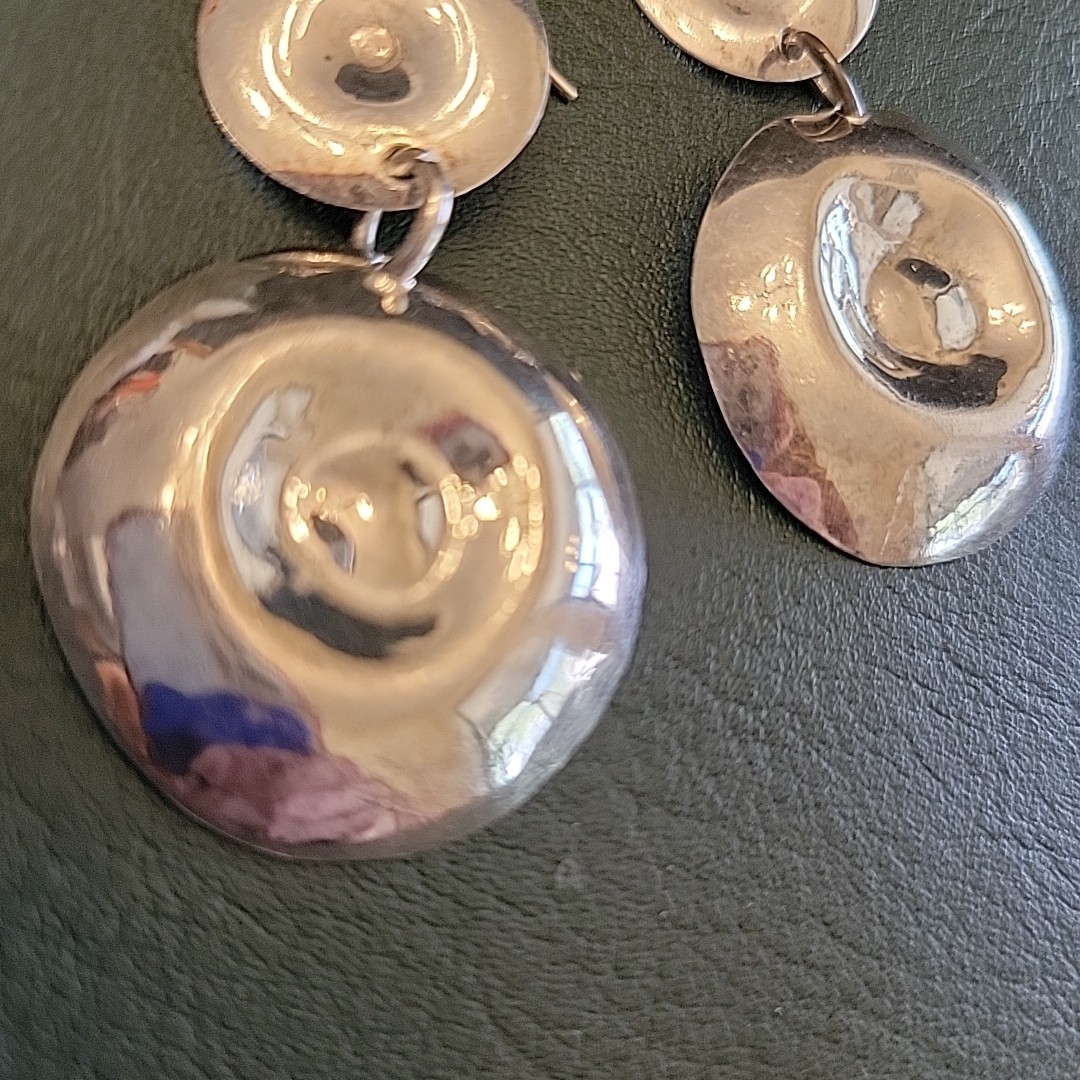 Handmade Earrings Double Drop Dangle Disk925 Ster… - image 7