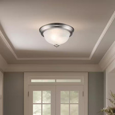 11.25 In. 2-Light Brushed Nickel Flush Mount Ceiling Light Fixture with Frosted