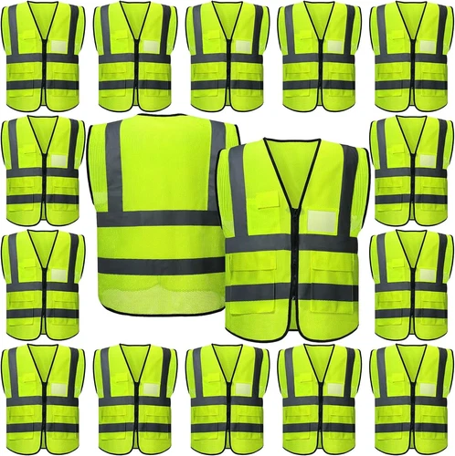 15 Pack Safety Vests Bulk Yellow Reflective High Visibility Vest - product listing photo