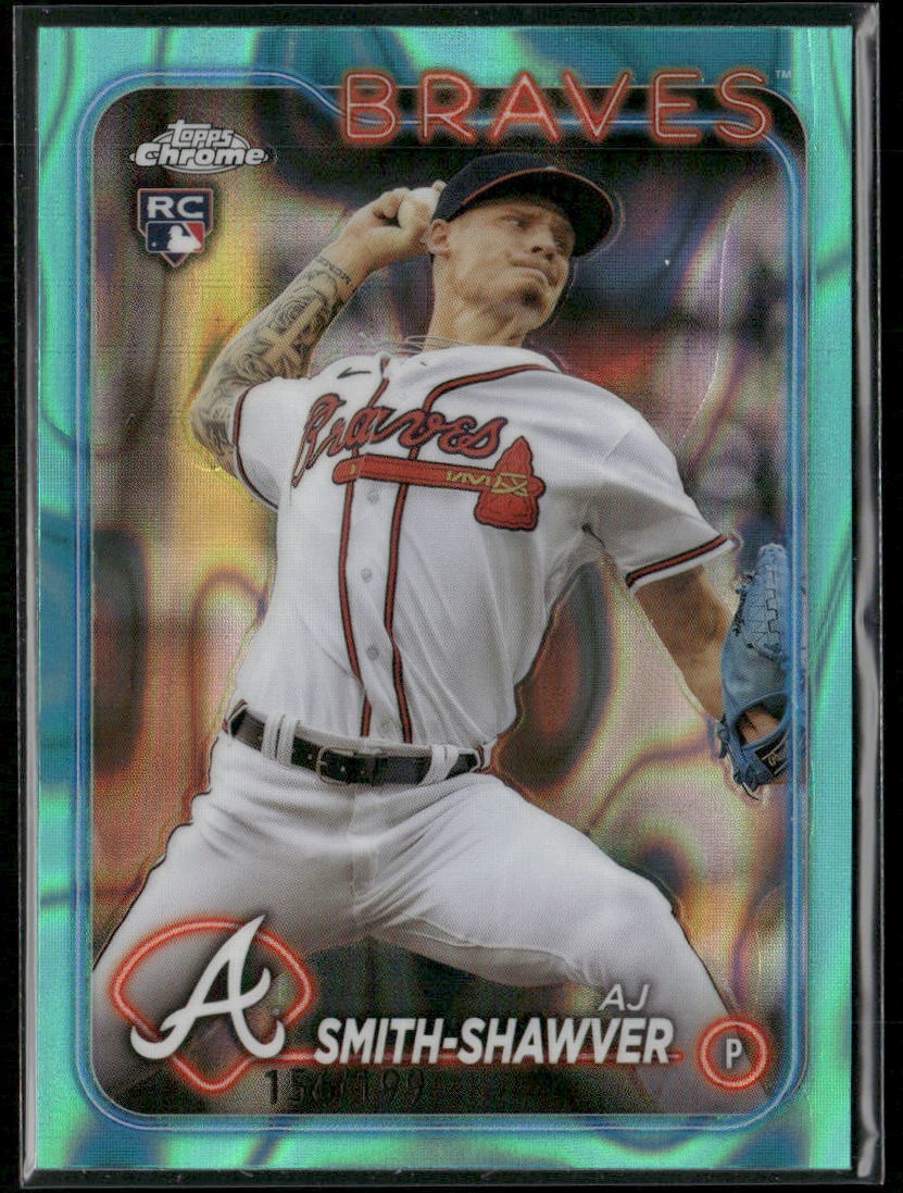 2024 Topps Chrome AJ Smith-Shawver Aqua Raywave Refractors #156/199 Rookie #19