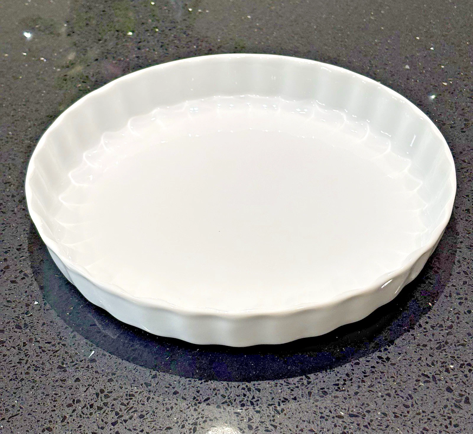Apilco Porcelain France 10” Round White Quiche Tart Pie Baking Dish - 10 in