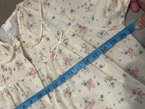 Vintage C&A Cream Floral Long Sleeve Nightdress Peter Pan Collar Bows UK 12 - Picture 8 of 15