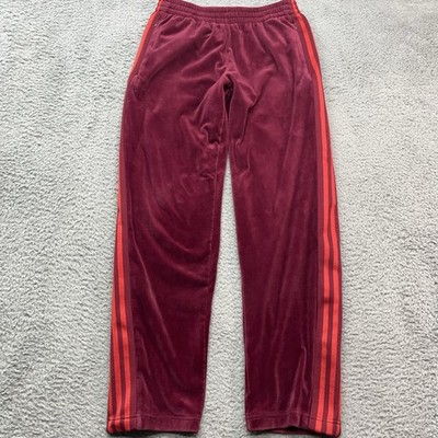 Adidas Ivy Park Velour Track Pants Womens S Burgundy Sweatpants Beyoncé 3 Stripe