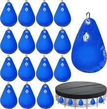 16Pcs Pool Cover Weights with Hooks, Swimming Hanging Blue-16Packs 