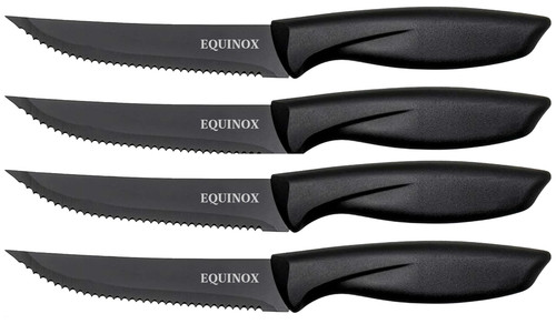 Ultimate Steak Knife Set of 4 FREE NEXT DAY DELIVERY Serrated Dinner Knife Black