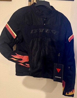 Dainese Mens Motorcycle Jacket - Size 44 USA - Custom with Fire & Optional Name