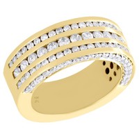 10K Gelbgold Diamant-Ehering Kanal, 3 Reihen 10Mm Pinky Ring, 3.50 CT
