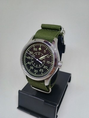 Corgeut 42mm Automatic Men's Watch Black Dial Sapphire Glass Green Nylon