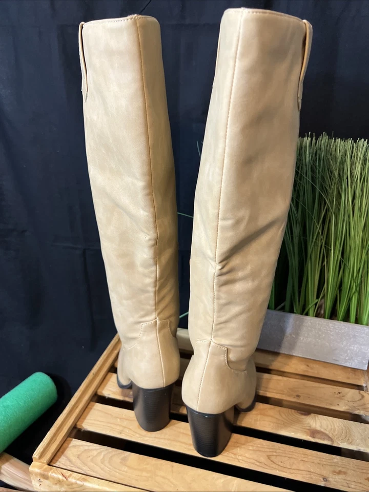 Botas para mujer Pink Lily estilo occidental hasta la rodilla talla 6,5 punta puntiaguda country Foto 3 de 4