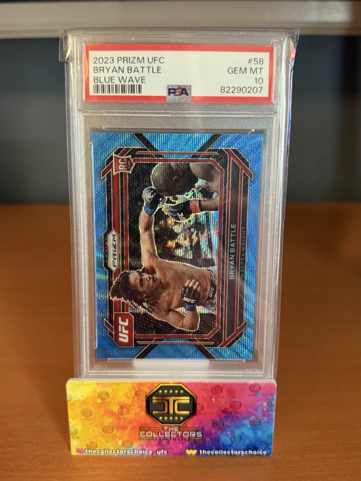 2023 Panini Prizm UFC Bryan Battle #58 Blue Wave Prizm (RC) PSA 10 Gem Mint