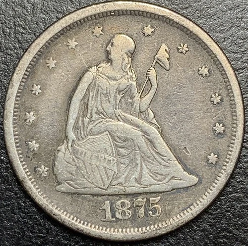 1875 S Seated Liberty Silver 20 Twenty Cent Piece 20c VF RARE US Type Set Coin