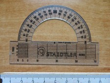 Stary kątomierz Staedtler 9093 w skali 1:1000 przezroczysta geometria linijkowa