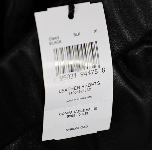 Brandneu Coach Unisex schwarz Lammleder Leder Shorts Größe XL extra groß - Bild 6 von 6