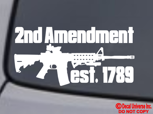 AR-15 "2e amendement" autocollant vinyle pare-chocs de fenêtre 2A pistolet droits molon labe - Photo 1 sur 3