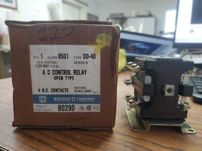 Square D 8501 DO-40 AC Control Relay Nema A600 4 N.O. Contacts 120V Coil (VR1)