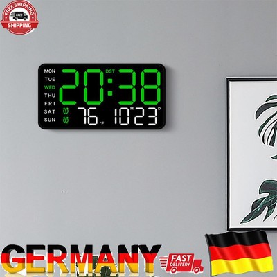 Digital Alarm Clock Boarderless Wall-mounted Clock for Home Office (Black)