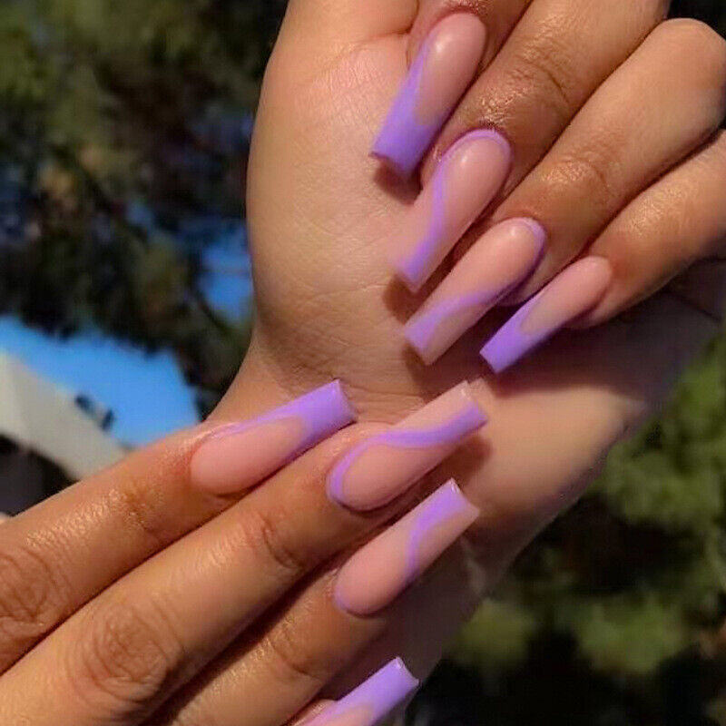Purple acrylic nails hires stock photography and images  Alamy