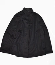 Vintage Wool Cape Womens Navy Coat Hook & Eye Collared Shawl Cloak Poncho 60s