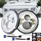 PAIR 7" INCH LED HEADLIGHTS E MARKED RHD FOR LAND ROVER DEFENDER 110 90 CHROME