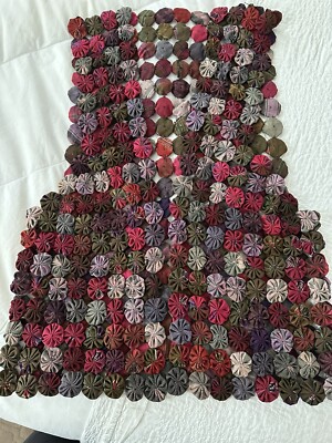Vtg YoYo Quilt Vest BOHO Hippie DARK Colors Retro Patchwork - Small -Cottagecore