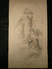 Luigi Morgari - Studio a matita per pala d'altare: ''Ecce Agnus Dei'' (Ecco l'Ag