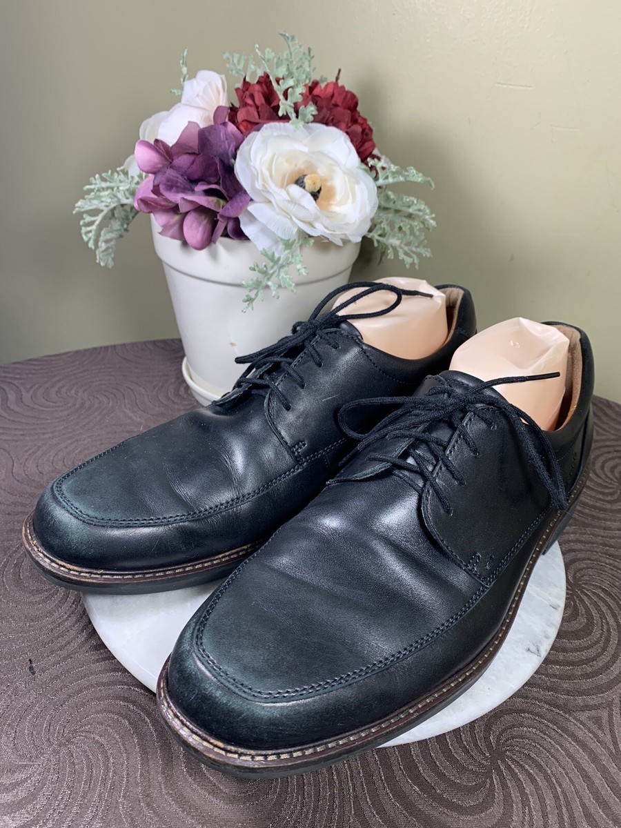Ecco Black Derby Leather Dress Comfort Soft Lace Shoes Men display picture 1