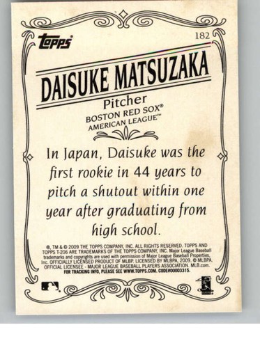 2009 Topps 206 Bronze #182 Daisuke Matsuzaka (ref 145596) - Picture 2 of 2