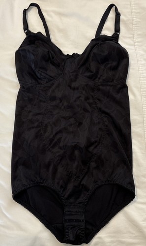 Vintage SOLANGE 42CD BODYSUIT ALL IN ONE SHAPER Wire Free Girdle Black 6801 USA