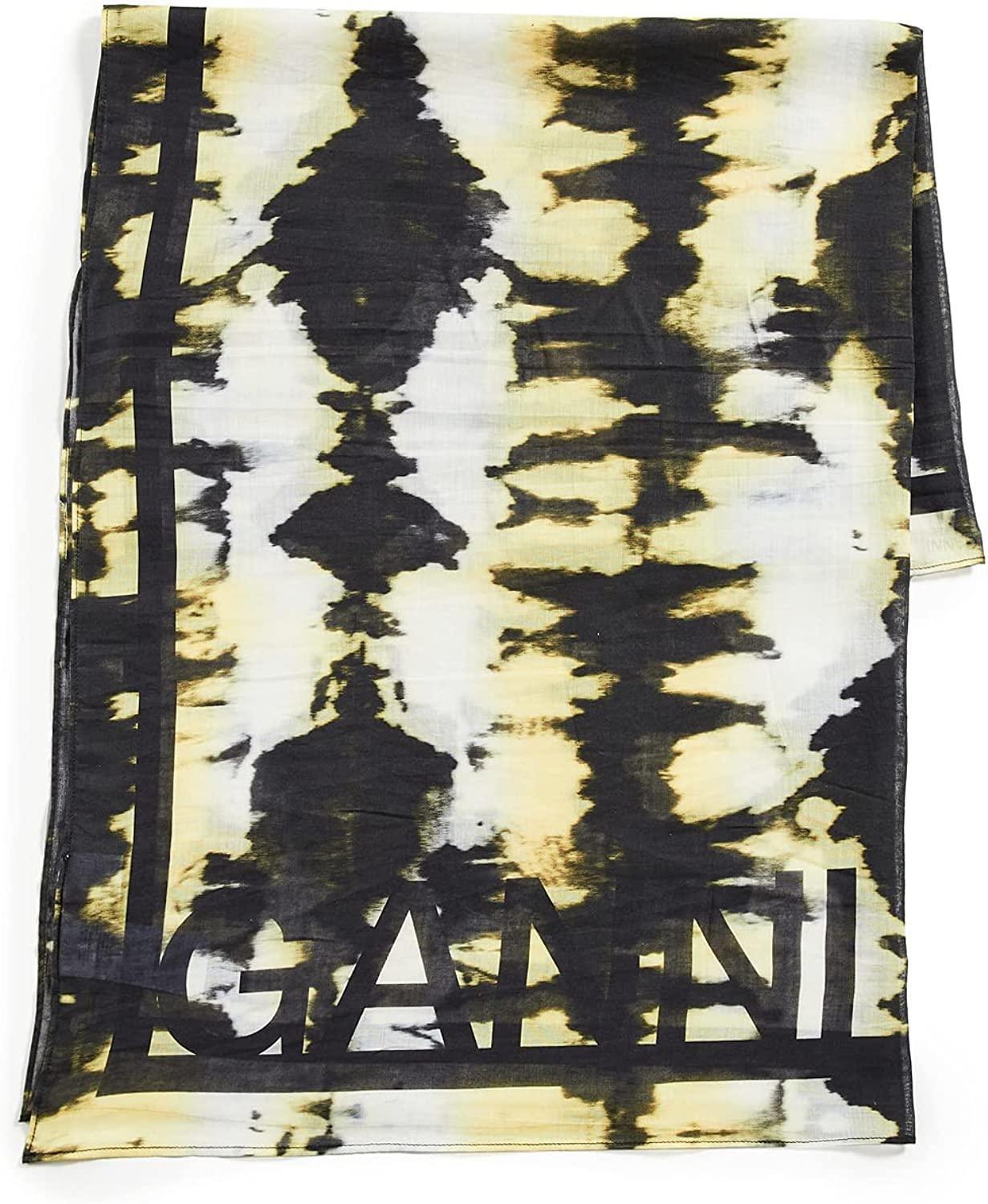 Женский шарф из хлопчатобумажной вуали GANNI ESF-12323 ЧерныйБелая цапля Один размер 21390₽