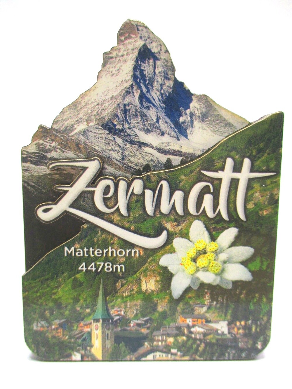 Zermatt Matterhorn 4478 mtr. Wooden 2D magnet 10 cm souvenir Switzerland