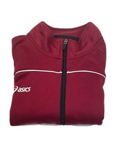 ASICS  Red full zip track suit top jacket size Large Long Sleeve Athletic Wear