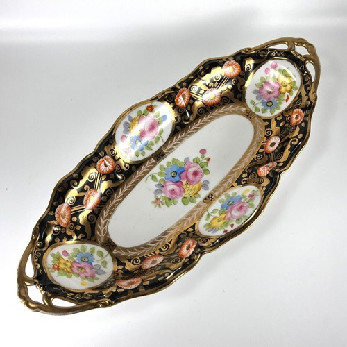 Vtg Nippon Serving Dish Oval Hand Painted Floral Gold Gilded Rim Morimura Bros - Picture 2 of 12