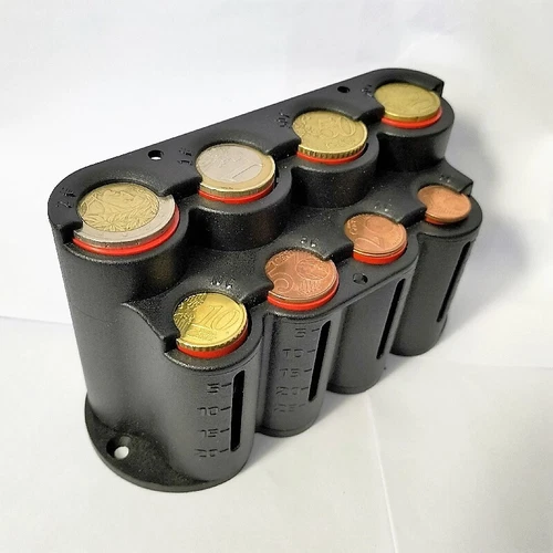VERTICAL COIN HOLDER 8 COLUMNS EURO DISPENSER EUROCONTAINER MADE IN ITALY XX