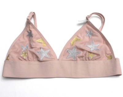 Victoria's Secret PINK Star Embroidered Triangle Plunge Bralette Size M Pink