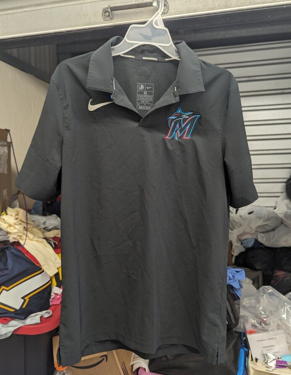 Мужская куртка-пуловер Nike Mens MLB Miami Marlins с коротким рукавом размер Small S черный 6790₽