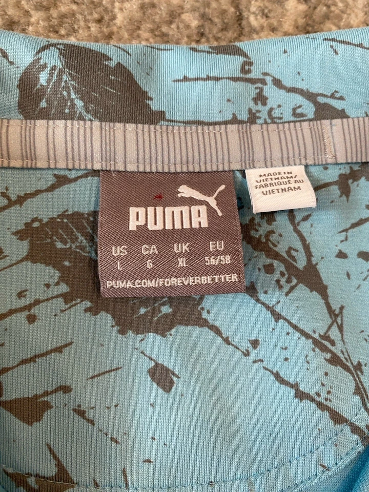 Camisa Polo de Golf Puma Drycell Para Hombre Grande Azul Gris AOP Estampado Floral Rendimiento Foto 2 de 4