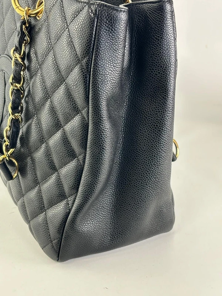 Auténtico Bolso de Hombro Chanel CC Grand Shopping GST Cuero Caviar Negro GHW Foto 3 de 4