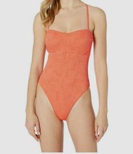 120 Lucky Brand Women's Orange Doheny Beach Stretch One Piece Swimwear Size XS