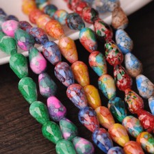 Teardrop Faceted 12x8mm 15x10mm Colorful Coated Opaque Glass Loose Beads