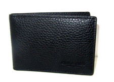Coach New CM167 Black Pebbled Leather Compact Bifold Wallet NWT 150