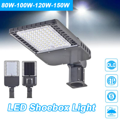 80-150W LED Parking Lot Light Commercial Outdoor IP65 Shoebox Street Pole Lamp